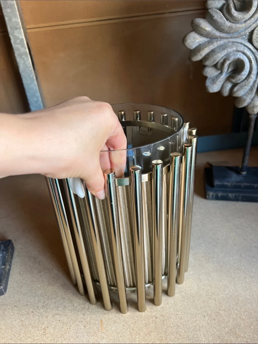 Metallic Gold Decorative Cylinder Planter - Home Accents